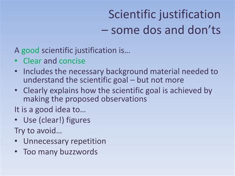 how to write a scientific justification