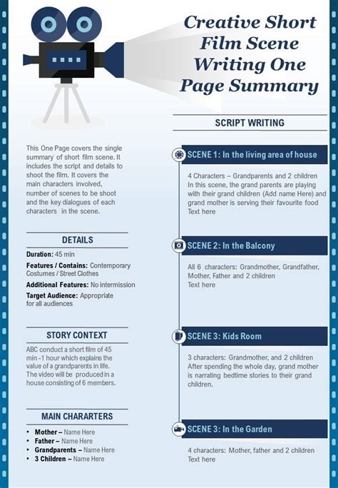 how to write a script for a short film format
