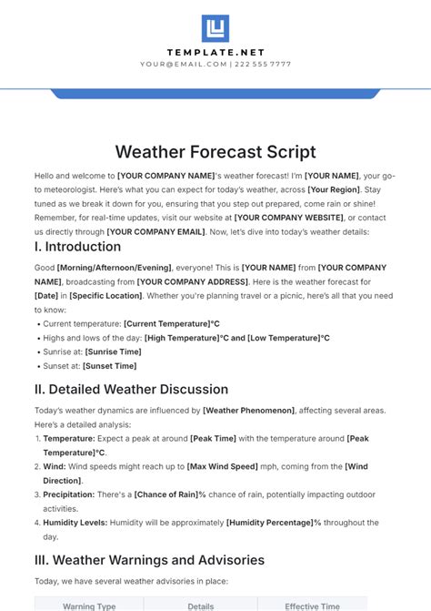 how to write a script for a weather report