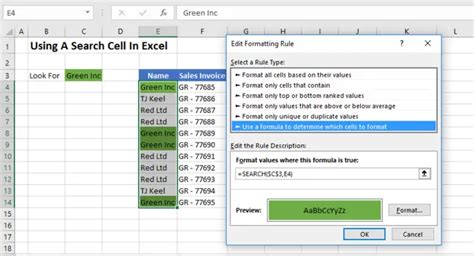 how to write a search function in excel