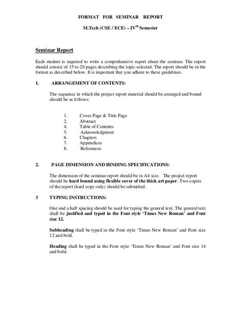 how to write a seminar report sample for students