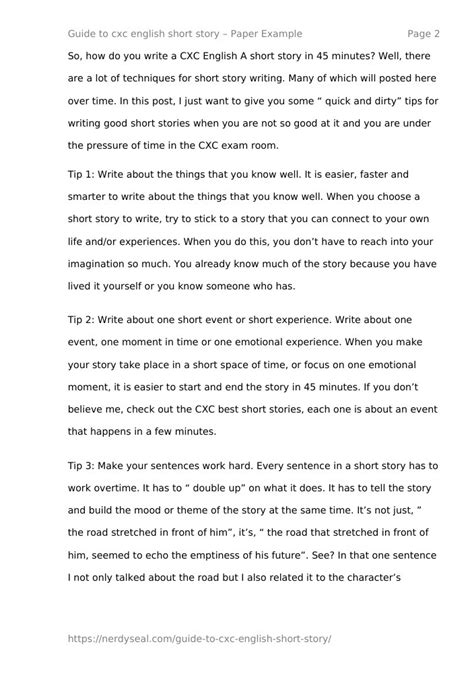 how to write a short story for cxc english