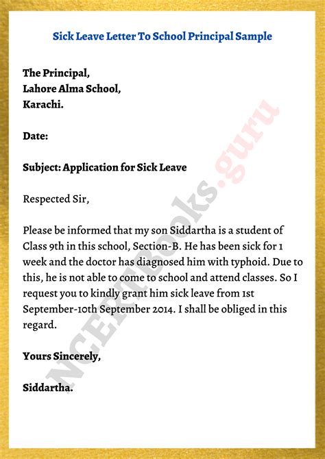 how to write a sick leave note for school