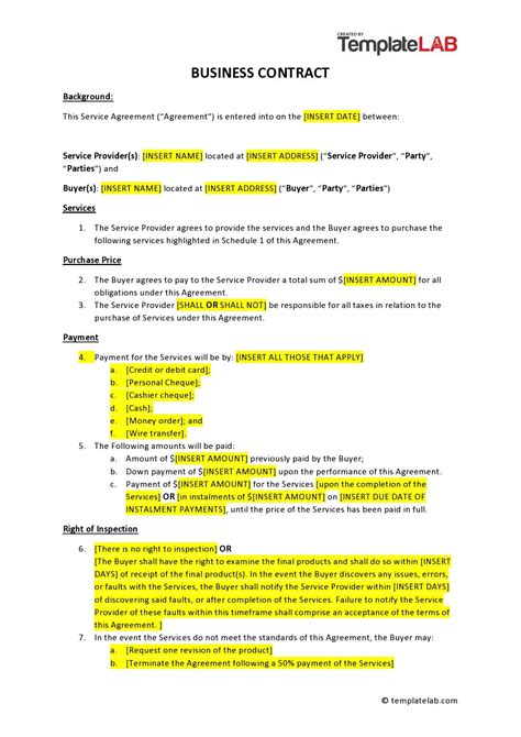 how to write a simple business contract