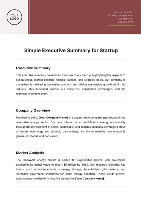 how to write a simple executive summary