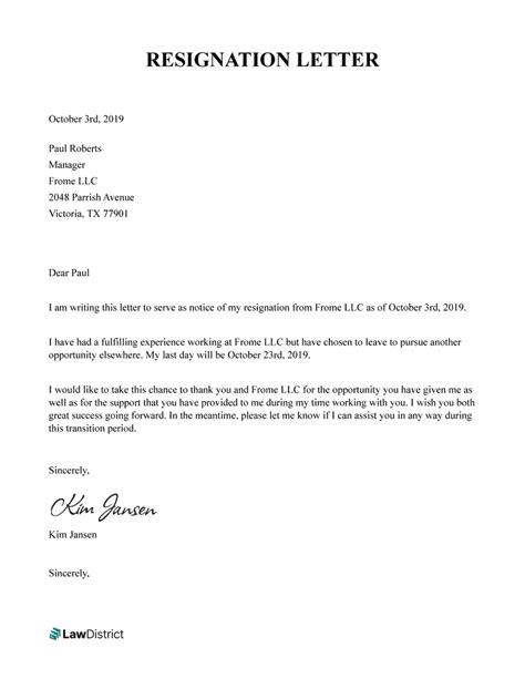 how to write a small resignation letter