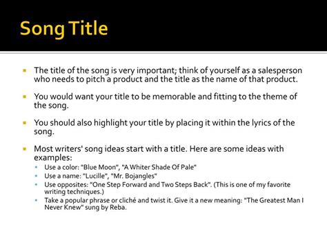 how to write a song name in a book