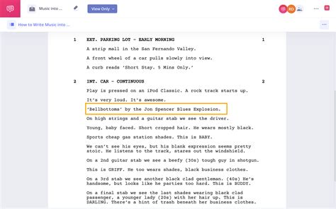how to write a song title in a screenplay