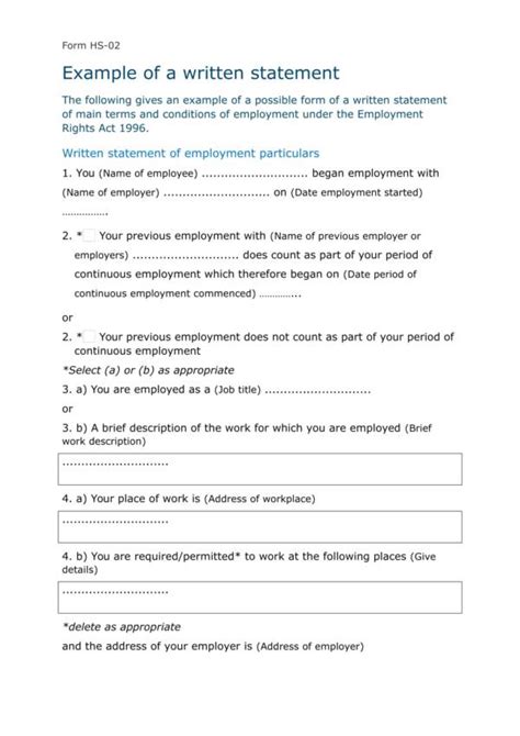how to write a statement template
