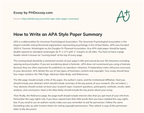 how to write a summary apa format
