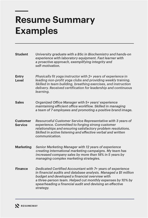 how to write a summary for the resume