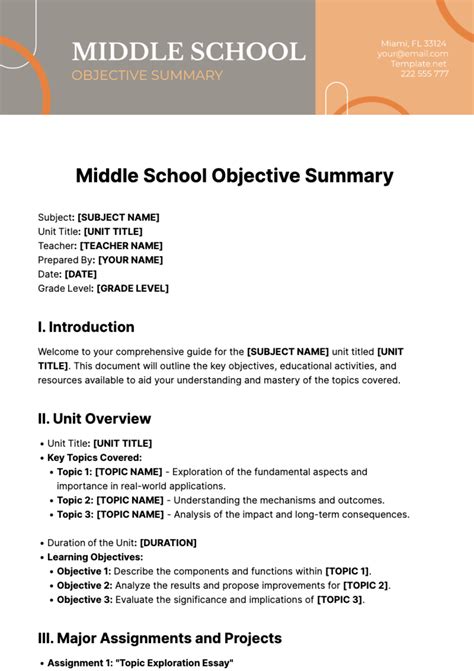 how to write a summary middle school ppt