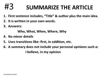how to write a summary of a newspaper