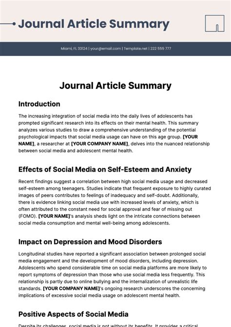 how to write a summary of journal article