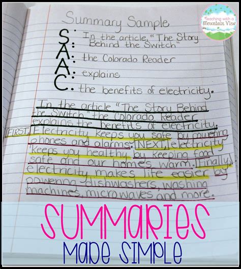 how to write a summary year 5