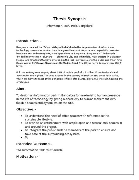 how to write a synopsis for a dissertation