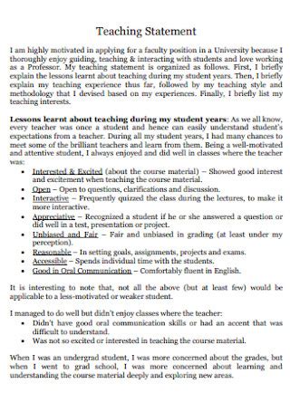 how to write a teaching statement for faculty position