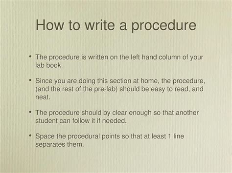 how to write a test procedure