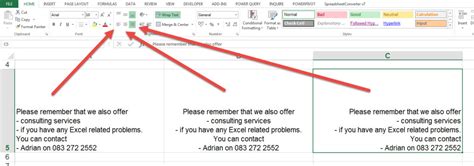 how to write a text in excel cell