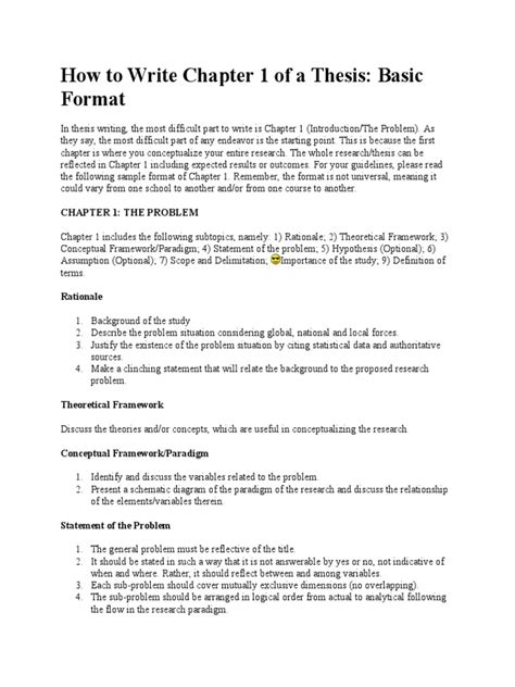 how to write a thesis chapter 1