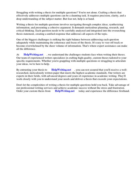 how to write a thesis for multiple questions