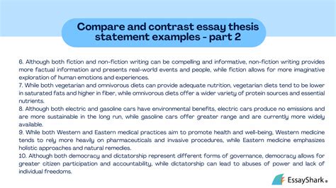 how to write a thesis statement for a compare and contrast essay