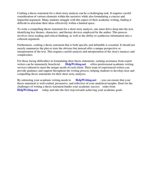 how to write a thesis statement for a short story analysis