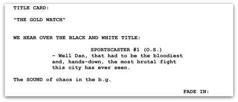 how to write a title card in a screenplay