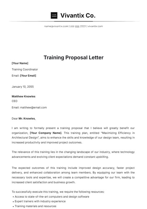 how to write a training proposal letter