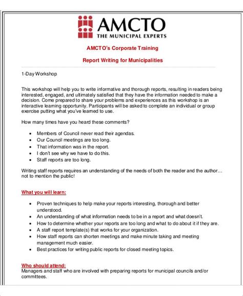 how to write a training report sample