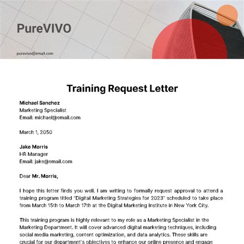 how to write a training request letter