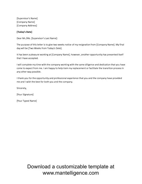 how to write a two week notice for walmart
