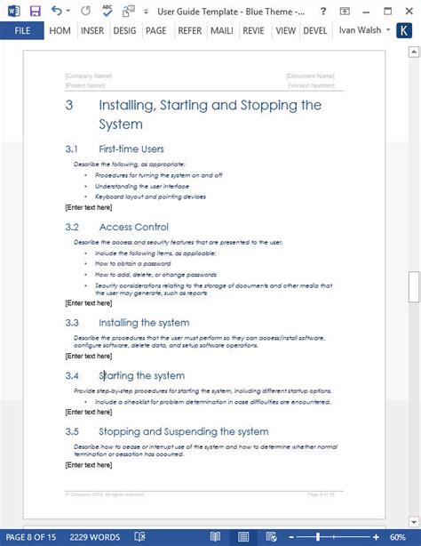 how to write a user guide in word
