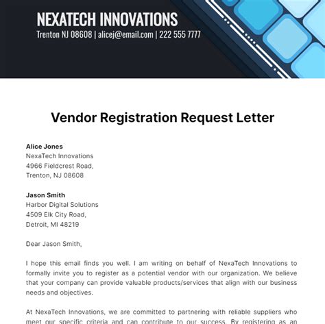 how to write a vendor request letter