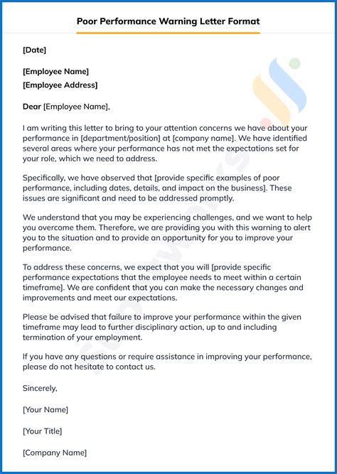 how to write a warning letter to an employee for poor performance