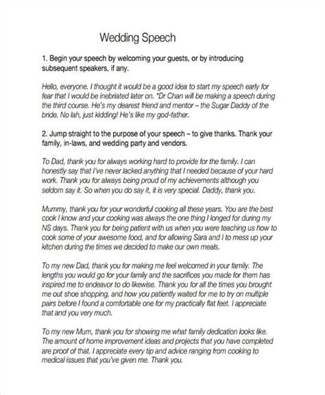 how to write a wedding speech examples
