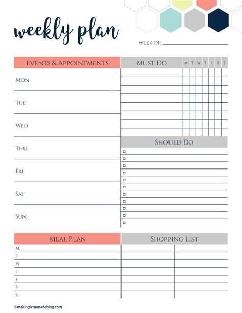 how to write a weekly planner