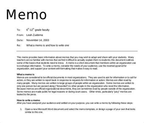 how to write a writer's memo