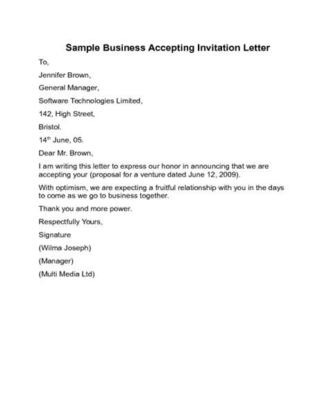 how to write accepting invitation letter