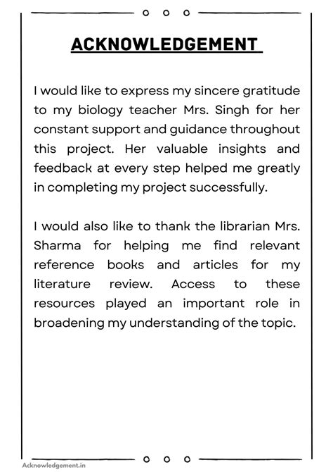 how to write acknowledgement for biology project class 12