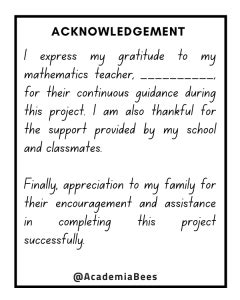 how to write acknowledgement for maths project class 10