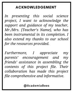 how to write acknowledgement for sst project file