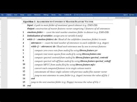 how to write algorithm pseudocode in ms word