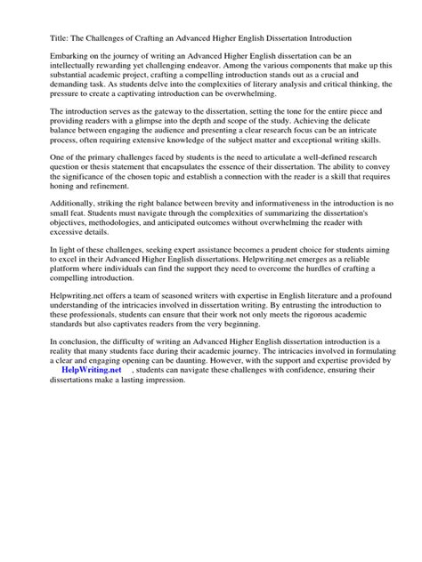 how to write an advanced higher english dissertation