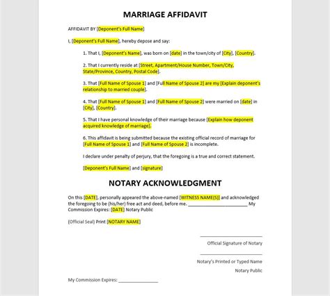 how to write an affidavit for marriage