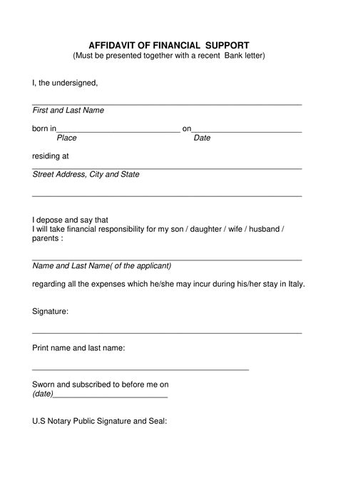 how to write an affidavit of financial support