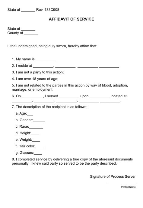 how to write an affidavit of service