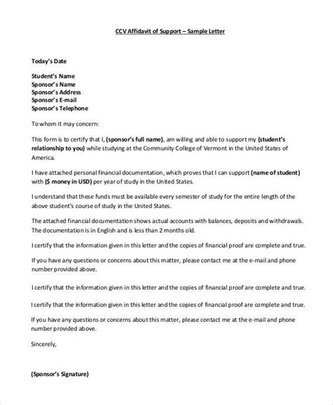 how to write an affidavit of support letter