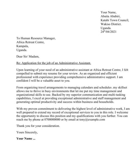 how to write an application letter for internship in uganda