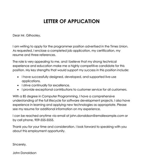 how to write an application letter to a job